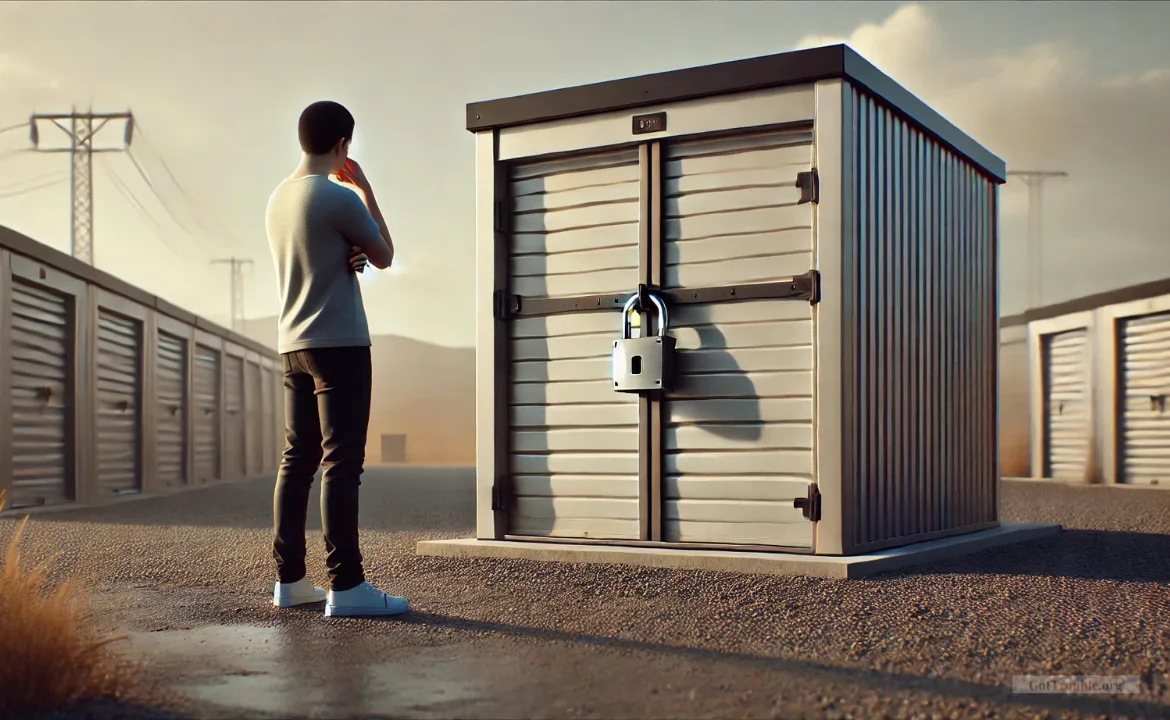 A young man locked out of his storage unit due to financial hardship and wanting to know his rights.