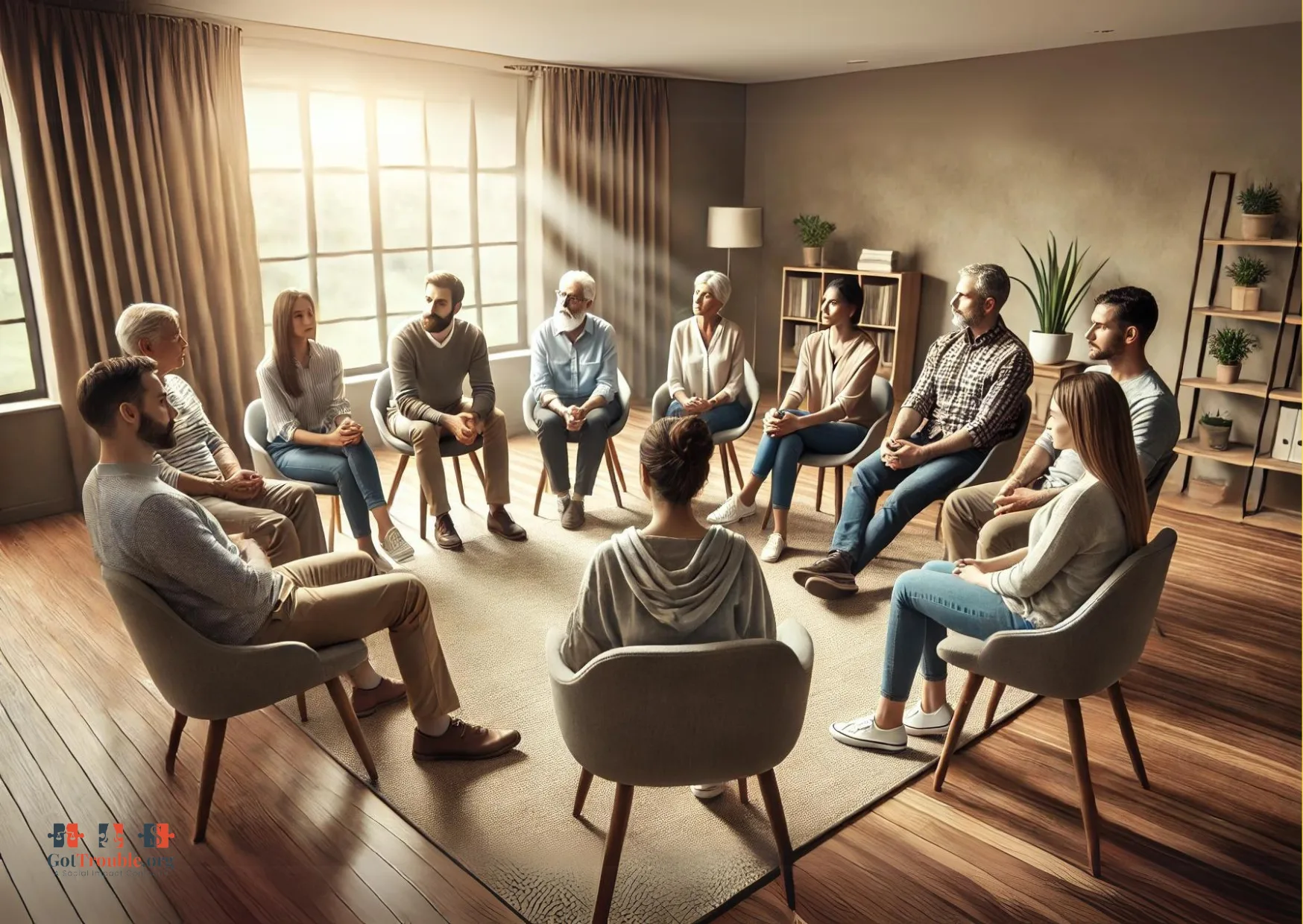 Detox residential drug addiction and recovery therapy support group sharing their recovery and personal experiences