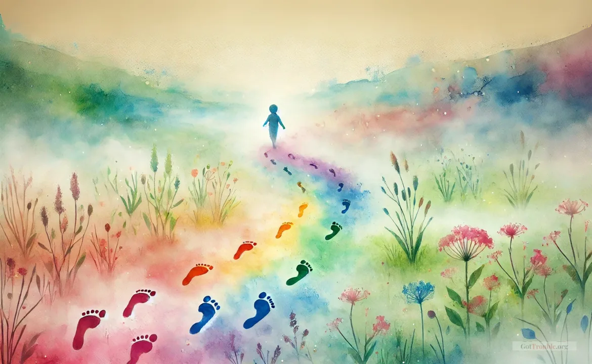  A child walking through a field with confidence symbolizes progress, moving forward, and emotional resilience.